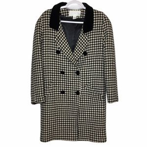 Vintage The Limited Wool Houndstooth Long Coat Jacket Size 4